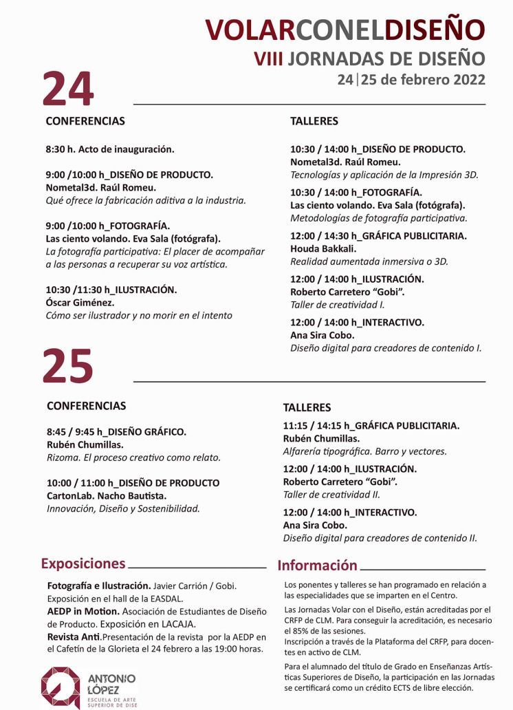 PROGRAMA DE LAS JORNADAS DE VOLAR CON EL DISE&Ntilde;O 2022